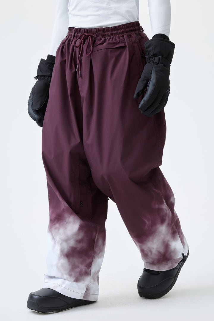 Men's Black Gradient Recycled Baggy Snow Pants