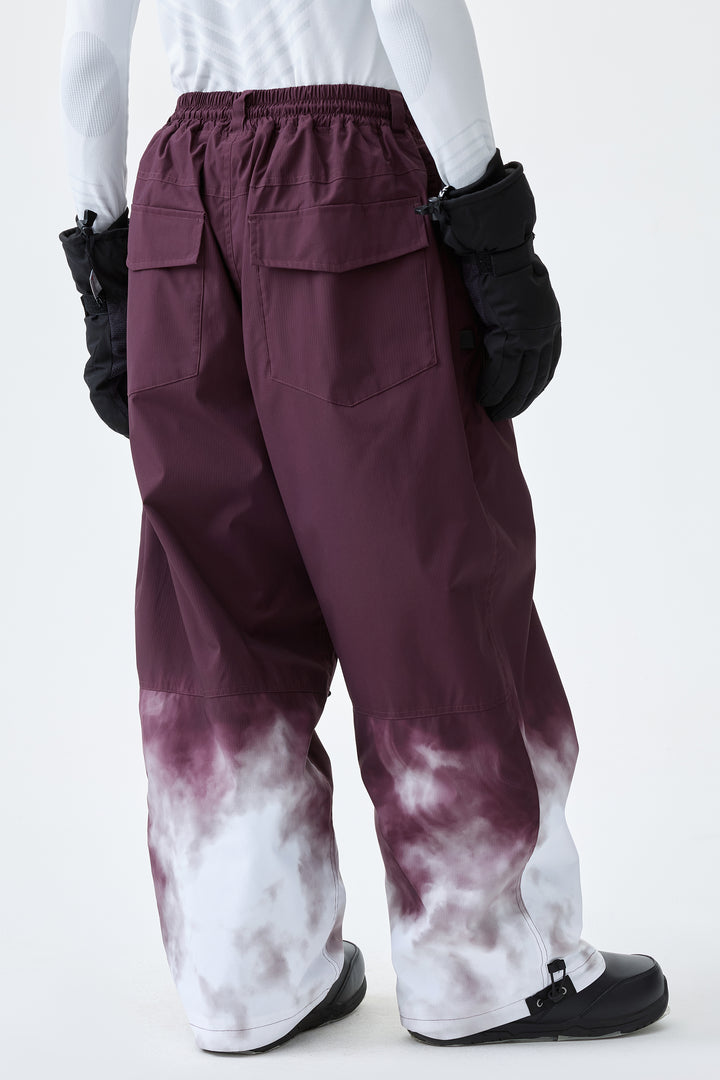 Men's Plum Noir Gradient Recycled Baggy Snow Pants