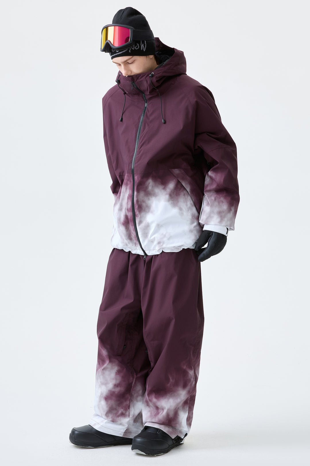 Men's Black Gradient Recycled Baggy Snow Pants