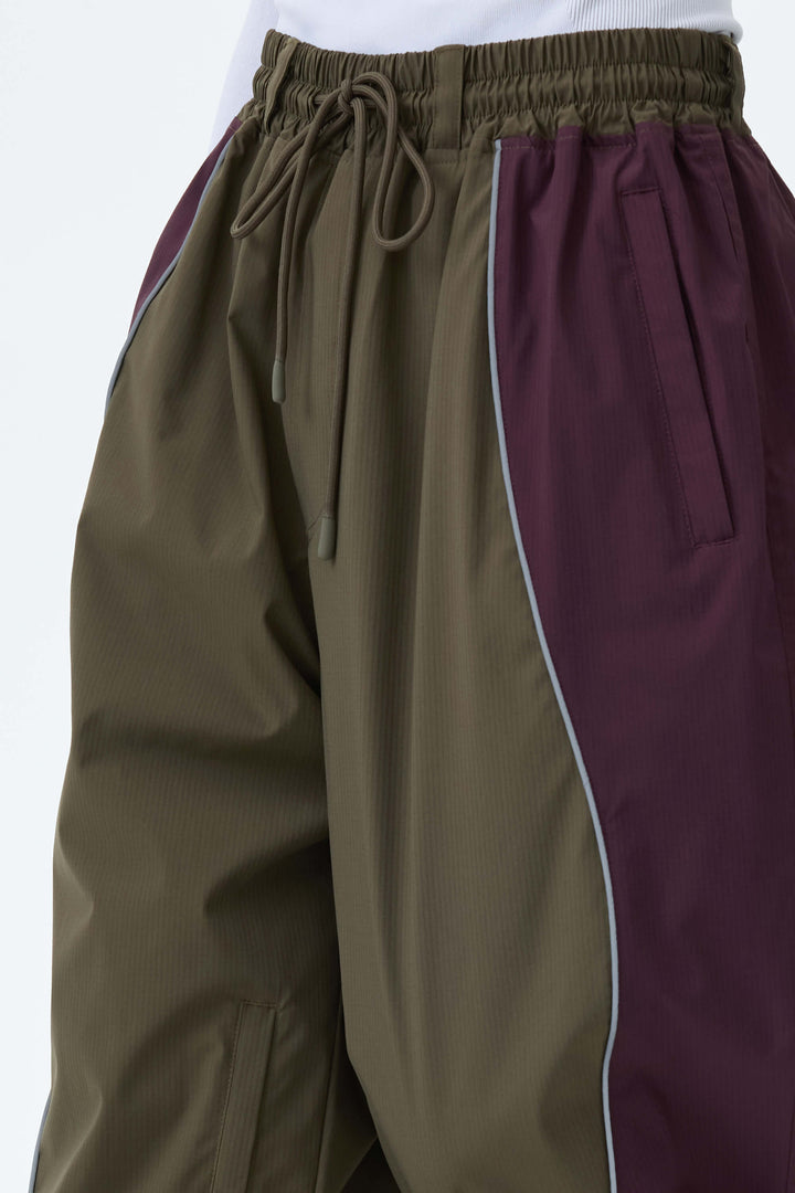 Women's Olive & Plum Noir Contrast Panel Reflective Snow Pants