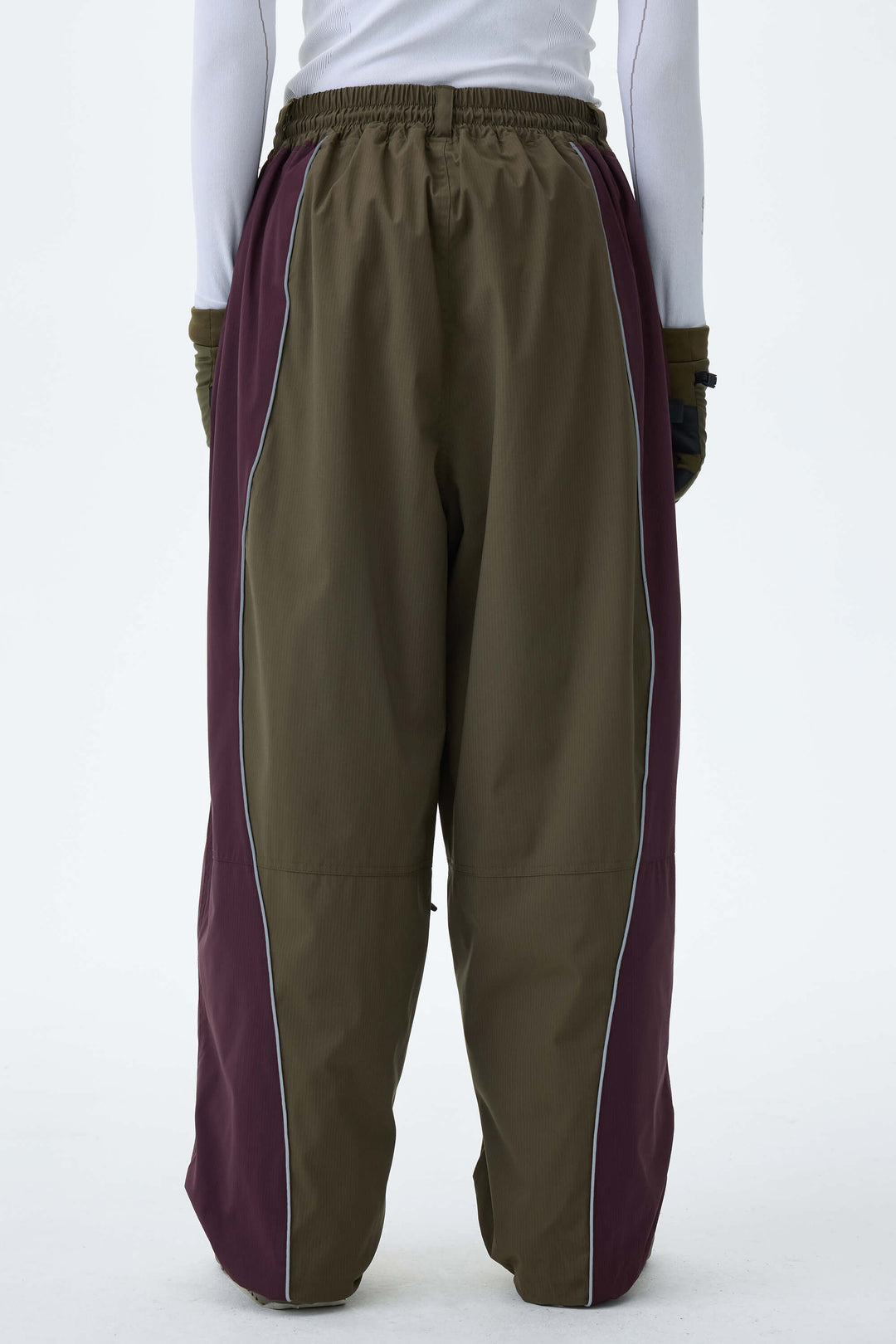 Women's Olive & Plum Noir Contrast Panel Reflective Snow Pants