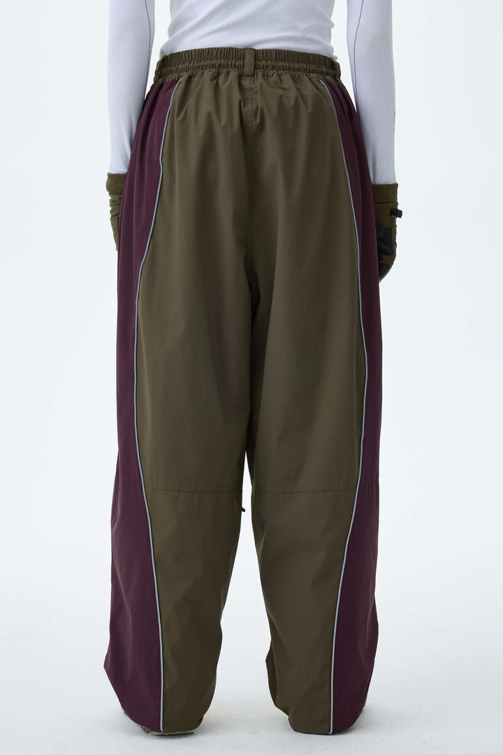 Women's Olive & Plum Noir Contrast Panel Reflective Snow Pants