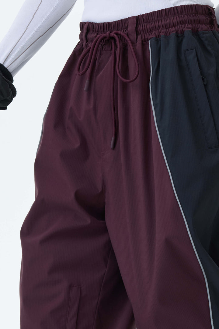 Women's Plum Noir & Black Contrast Panel Reflective Snow Pants