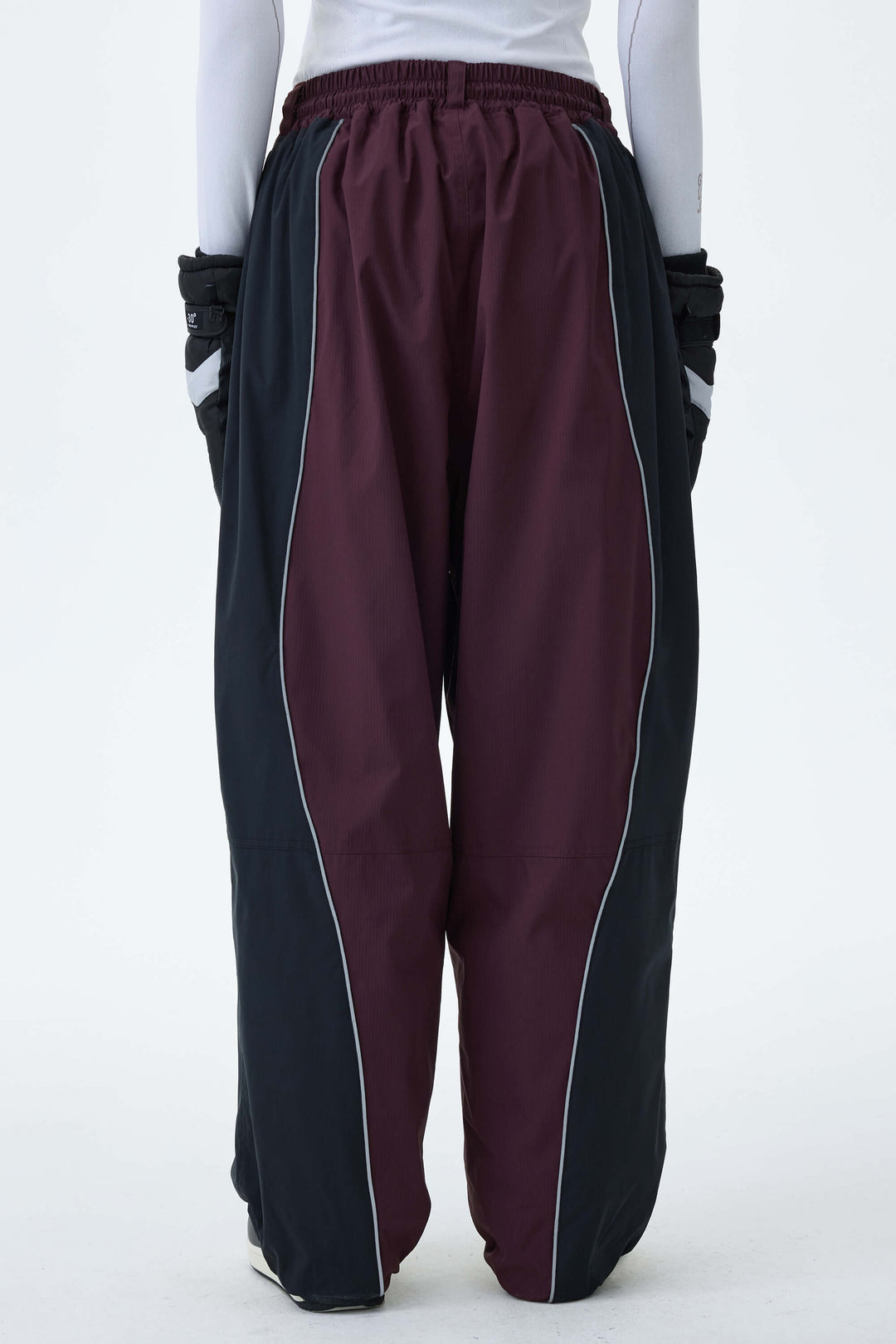 Women's Plum Noir & Black Contrast Panel Reflective Snow Pants