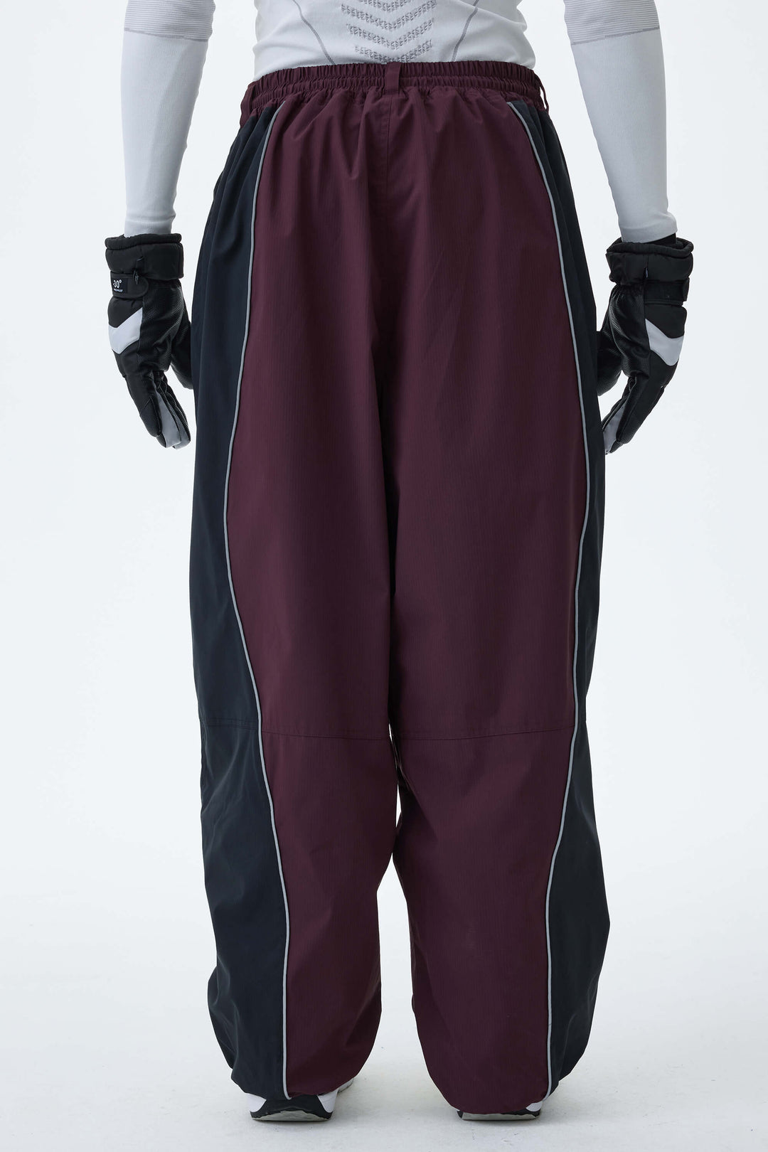 Men's Plum Noir & Black Contrast Panel Reflective Snow Pants