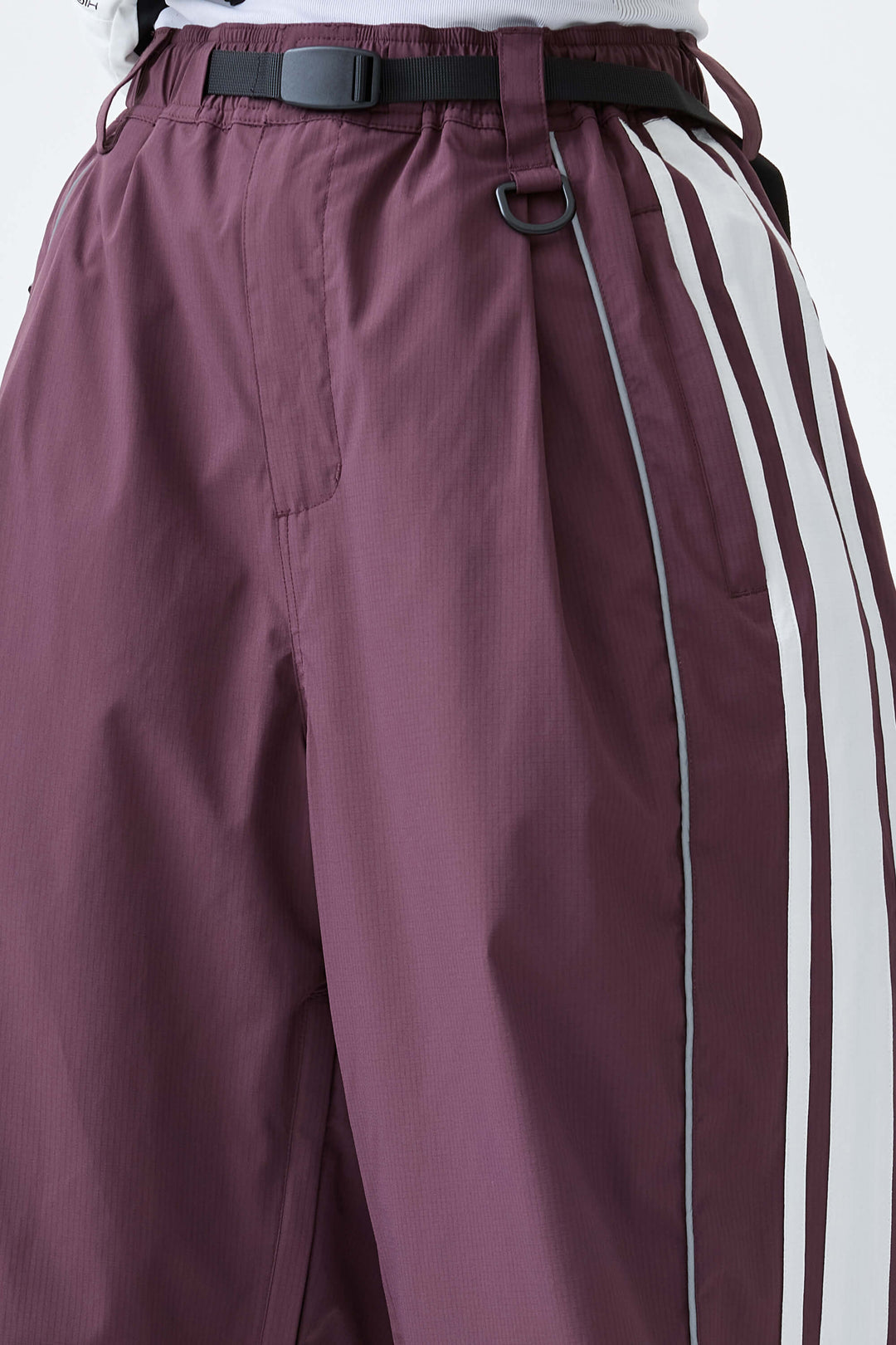 Women's Plum Noir Retro Baggy Side Stripe Reflective Snow Pants