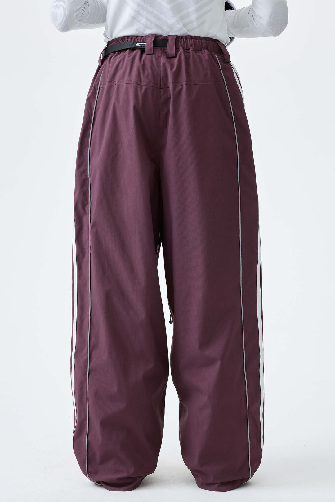 Men's Plum Noir Retro Baggy Side Stripe Reflective Snow Pants