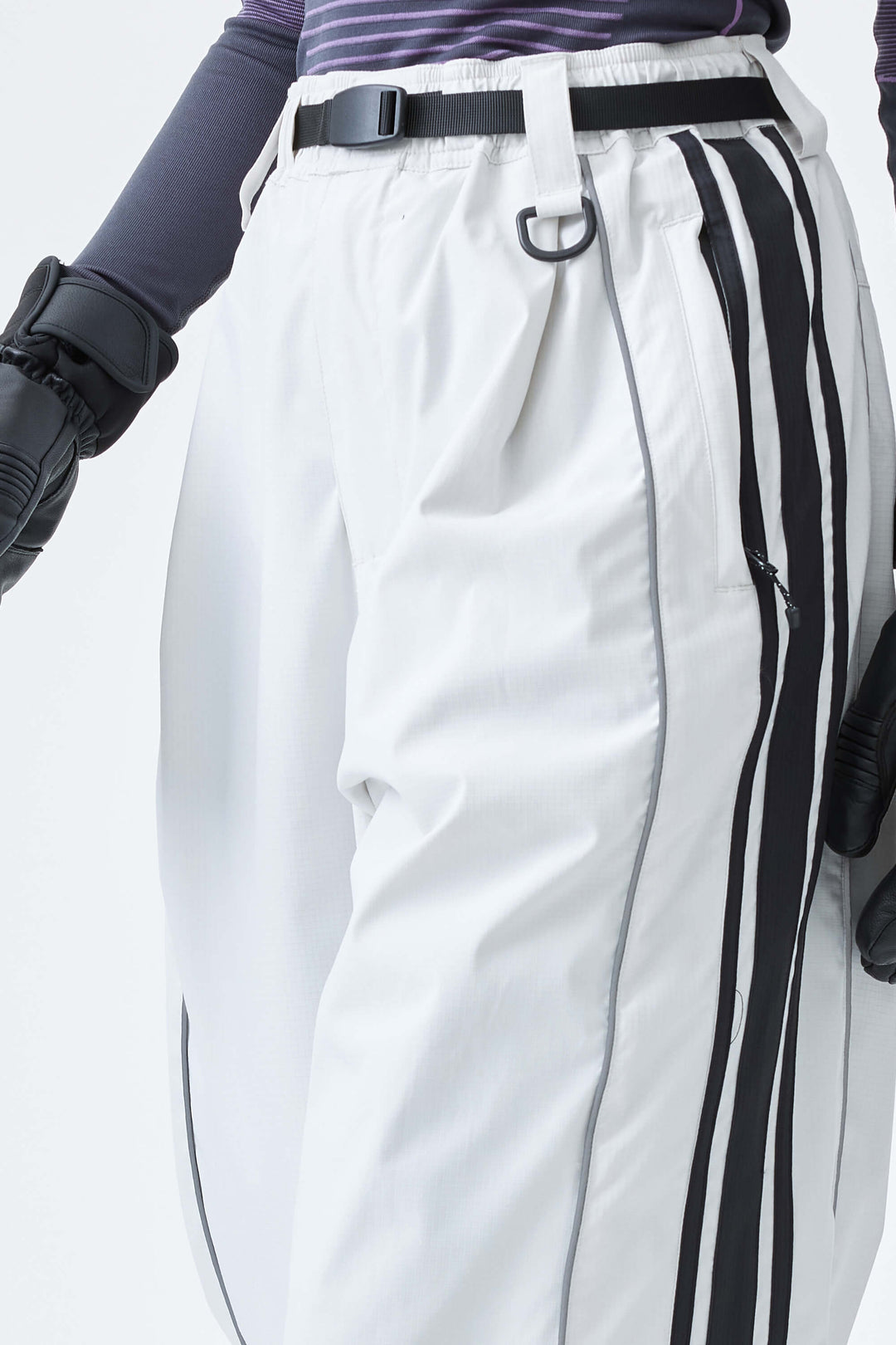 Women's Off White Retro Baggy Side Stripe Reflective Snow Pants