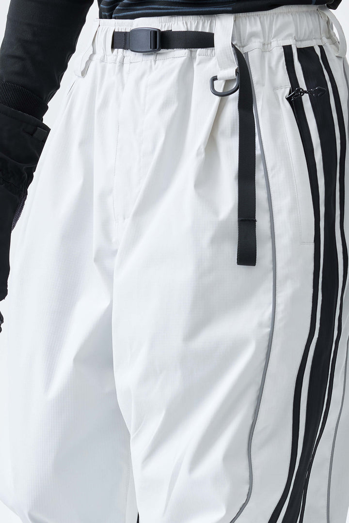 Men's Off White Retro Baggy Side Stripe Reflective Snow Pants