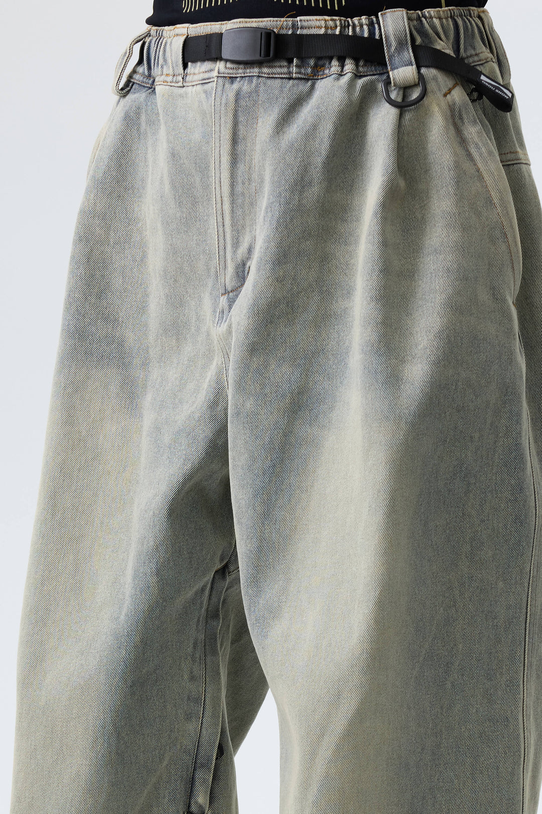 Men's Washed Olive Real Denim Vintage-Wash Baggy Snow Pants