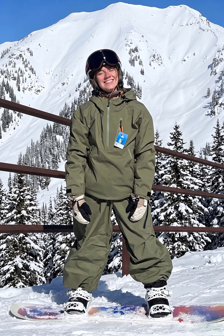 Women's Army Green Side-Zip Vent Fully Sealed Insulated Snow Anorak