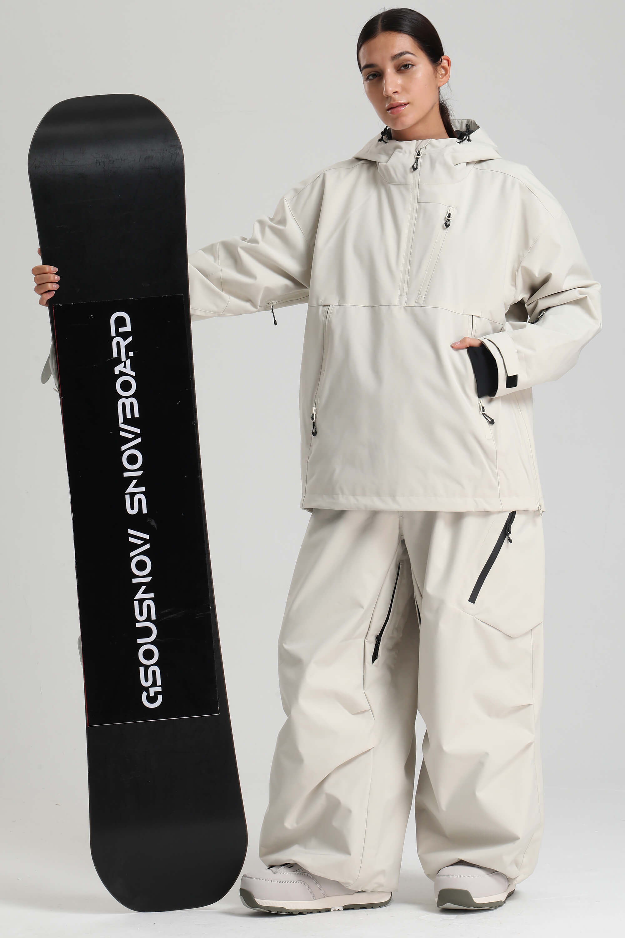 Women's Off White Side-Zip Vent Fully Sealed Insulated Snow Anorak