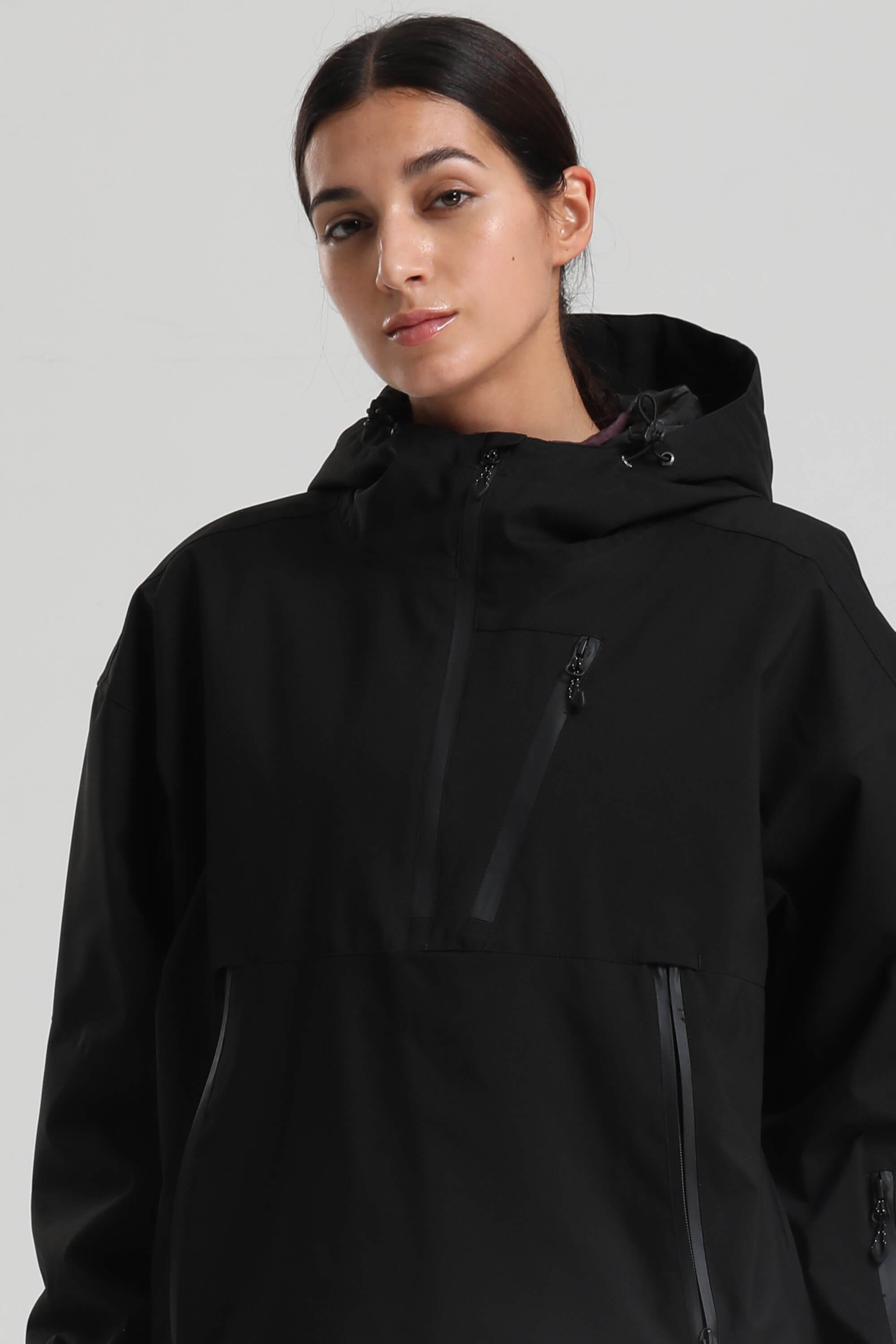 Women's Black Side-Zip Vent Fully Sealed Insulated Snow Anorak