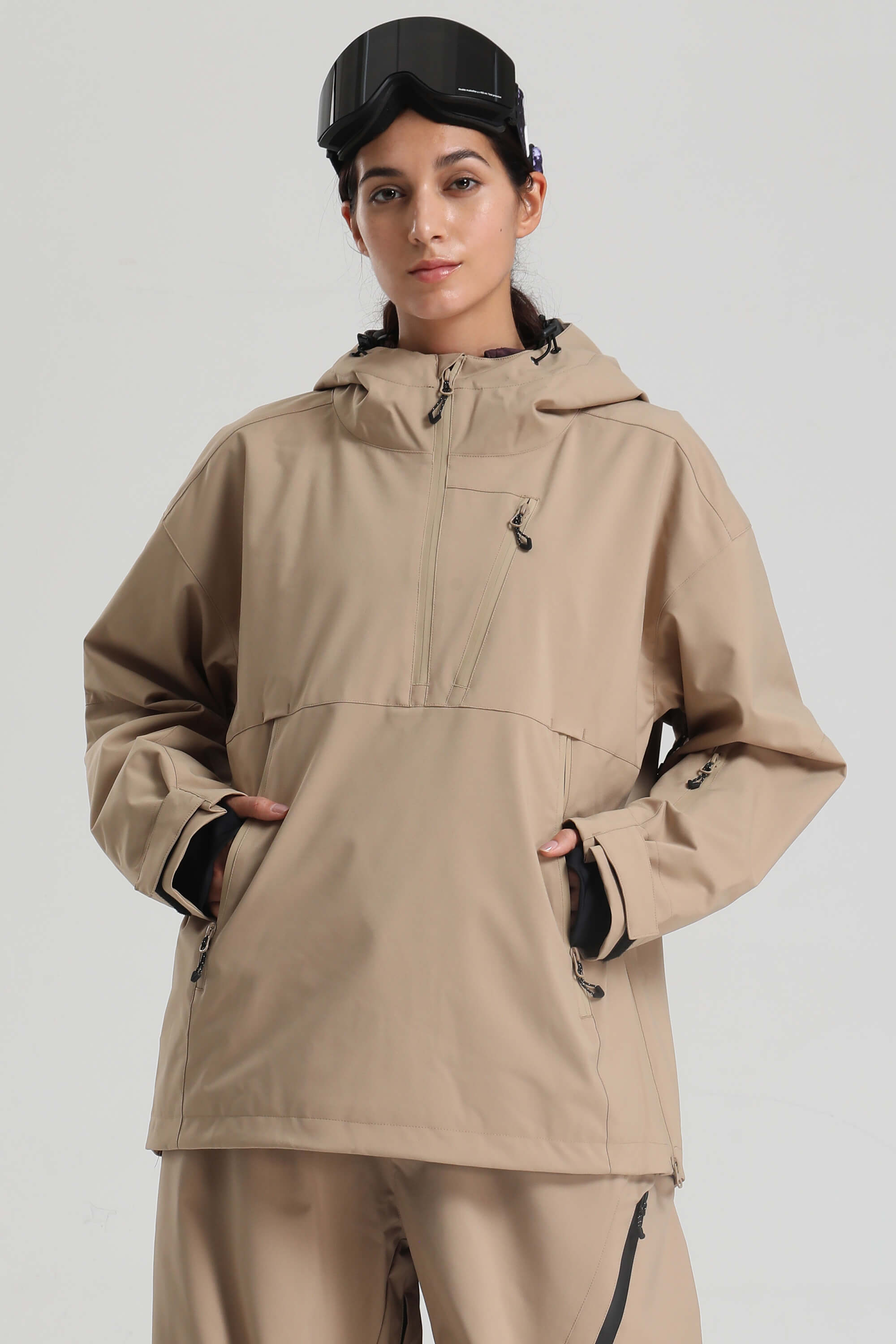 Women's Off White Side-Zip Vent Fully Sealed Insulated Snow Anorak
