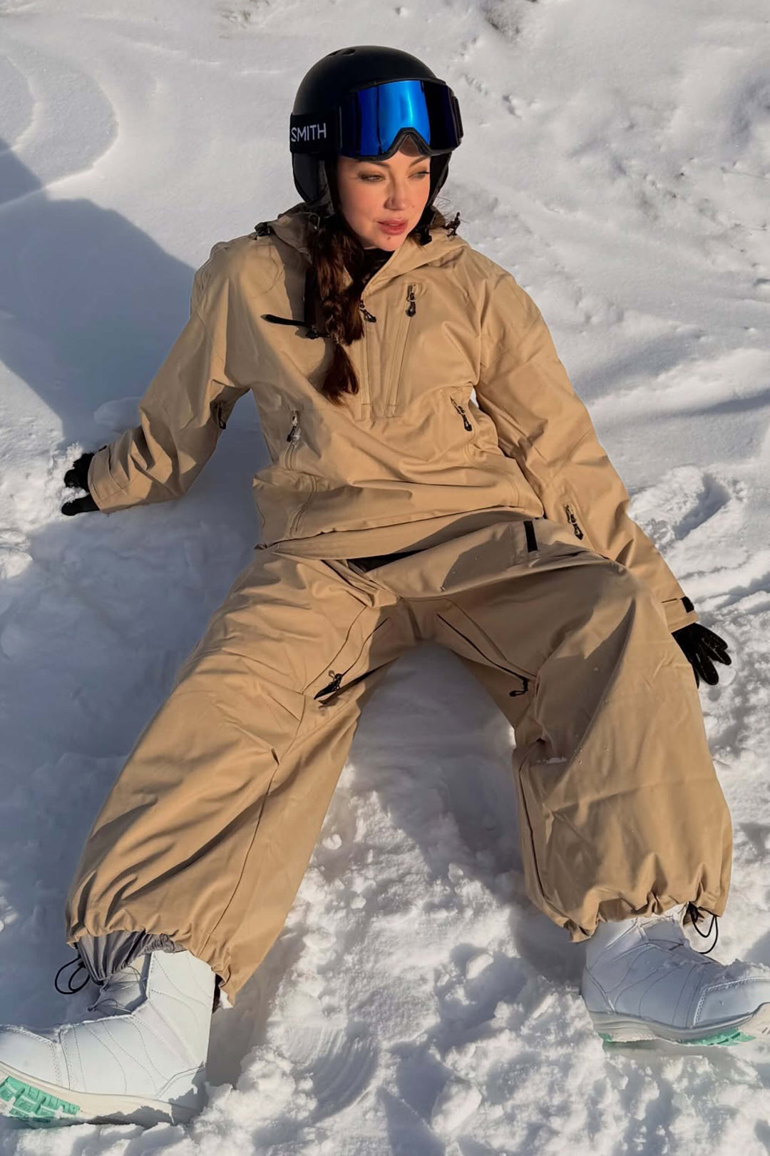 Women's Khaki Side-Zip Vent Fully Sealed Insulated Snow Anorak