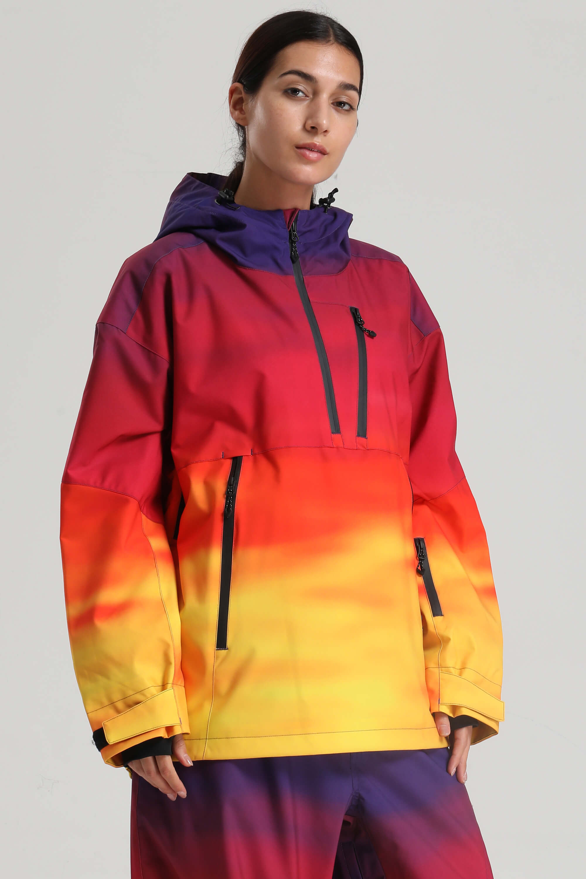 Women's Off White Side-Zip Vent Fully Sealed Insulated Snow Anorak