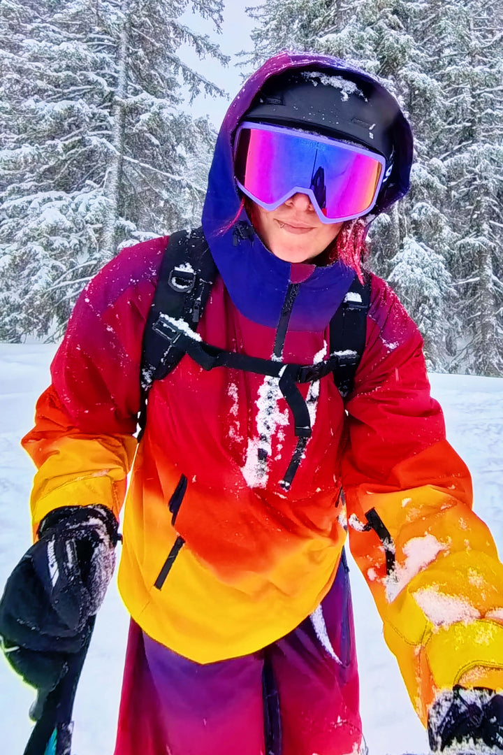 Women's Pink Gradient Side-Zip Vent Fully Sealed Insulated Snow Anorak
