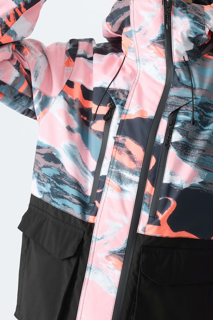 Women's Splatter Printed Two-Tone Performance Insulated Snow Jacket