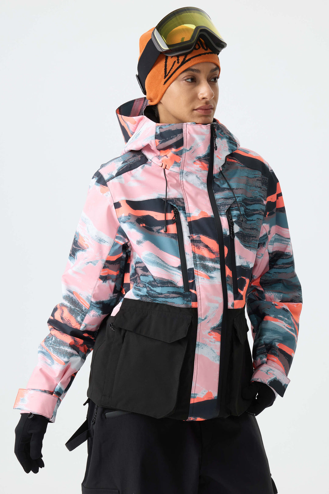 Women's Splatter Printed Two-Tone Performance Insulated Snow Jacket