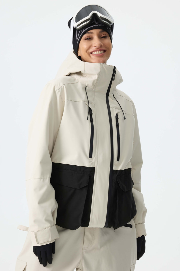 Women's Off White Two-Tone Performance Insulated Snow Jacket