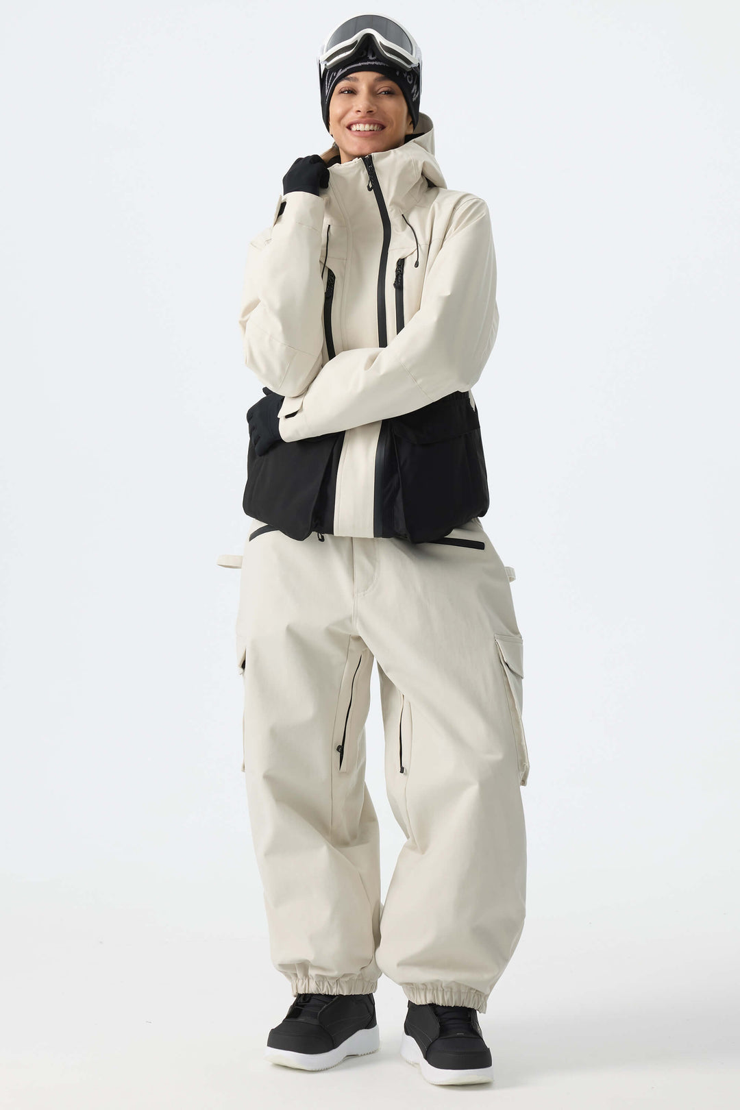 Women's Off White Two-Tone Performance Insulated Snow Jacket