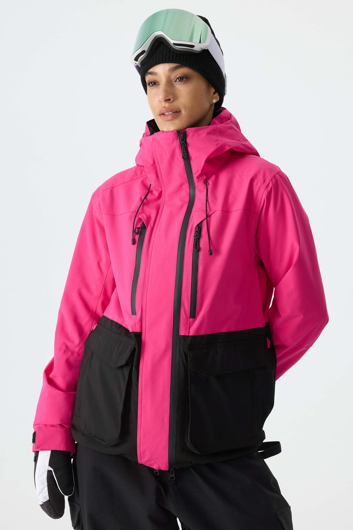 Women's Splatter Printed Two-Tone Performance Insulated Snow Jacket