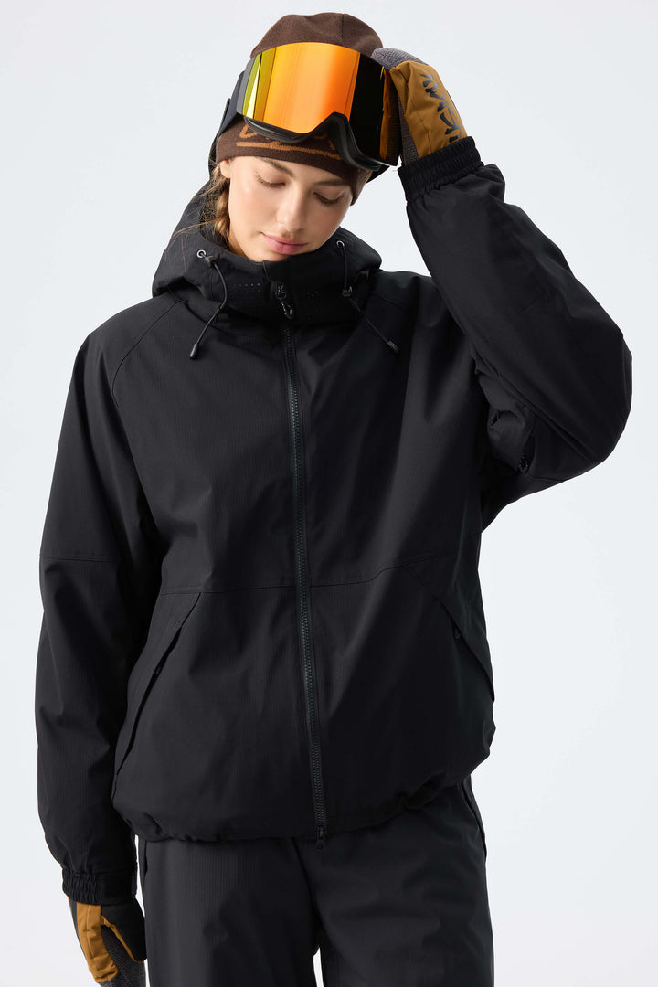 Women's Black Recycled Minimalist Insulated Snow Jacket