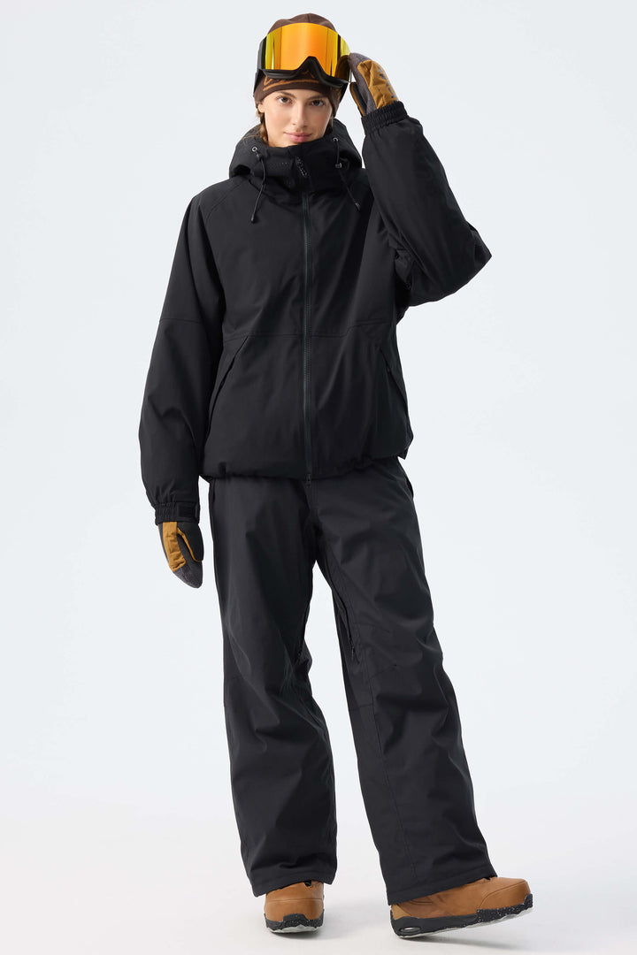 Women's Black Recycled Minimalist Insulated Snow Jacket