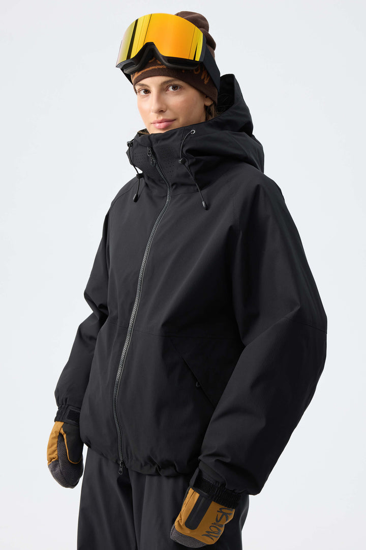 Women's Black Recycled Minimalist Insulated Snow Jacket
