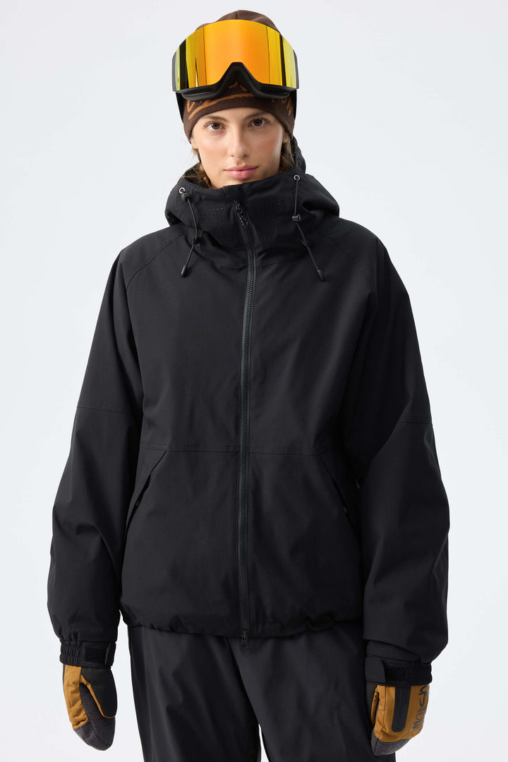 Women's Black Recycled Minimalist Insulated Snow Jacket