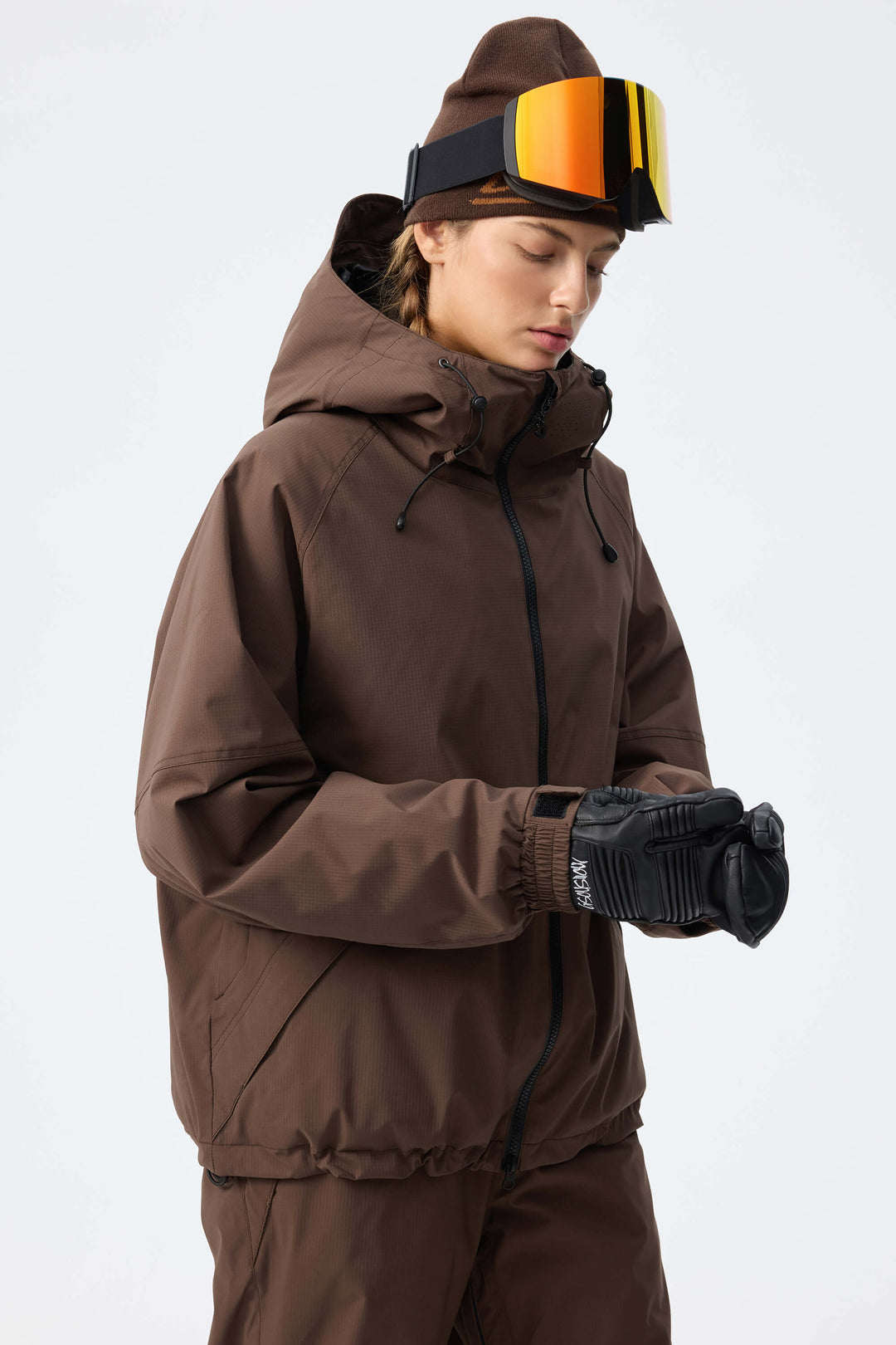 Women's Brown Recycled Minimalist Insulated Snow Jacket