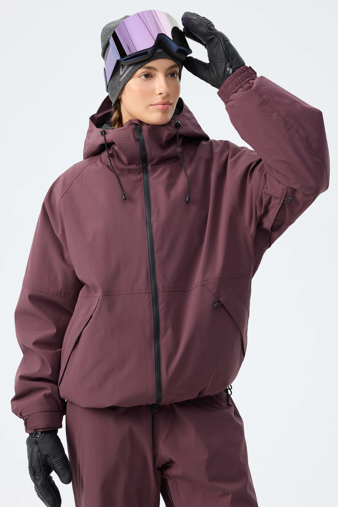 Women's Light Grey Recycled Minimalist Insulated Snow Jacket