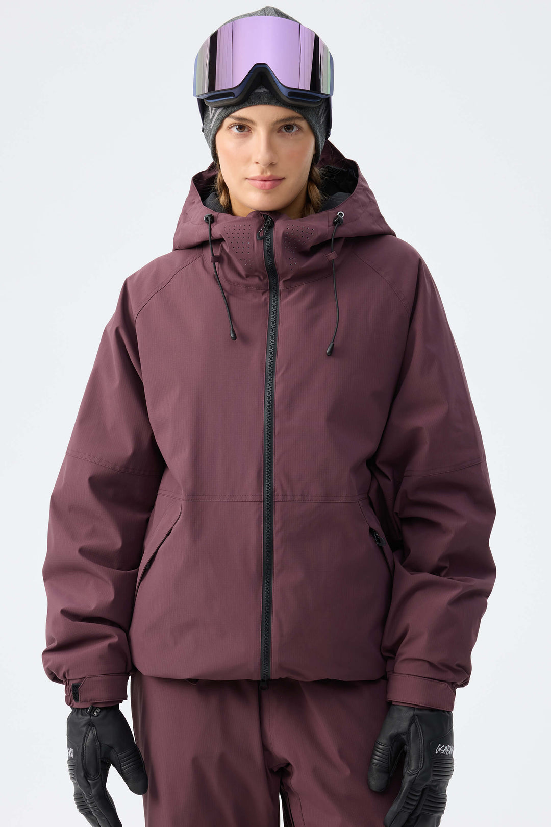 Women's Plum Noir Recycled Minimalist Insulated Snow Jacket
