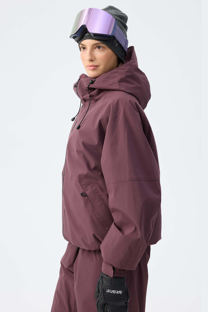 Women's Plum Noir Recycled Minimalist Insulated Snow Jacket