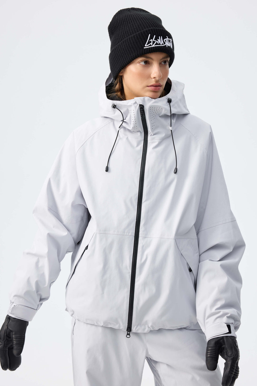Women's Light Grey Recycled Minimalist Insulated Snow Jacket