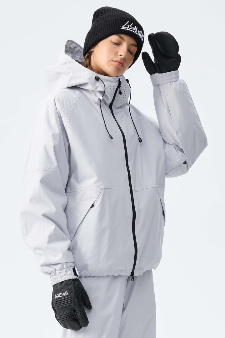 Women's Light Grey Recycled Minimalist Insulated Snow Jacket