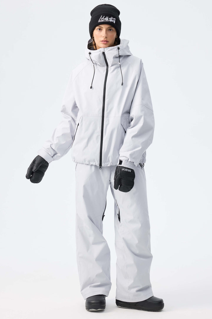 Women's Light Grey Recycled Minimalist Insulated Snow Jacket
