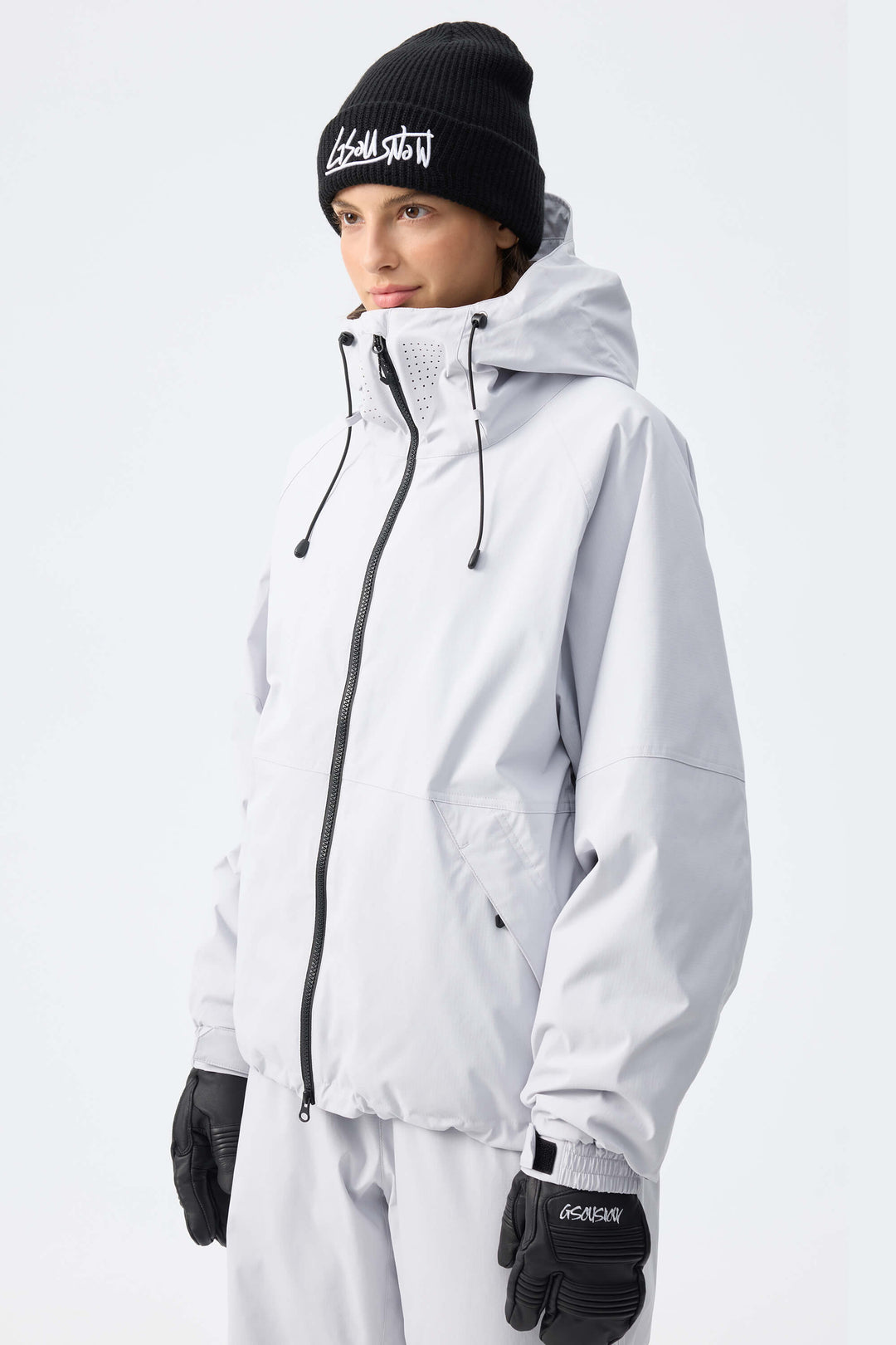 Women's Light Grey Recycled Minimalist Insulated Snow Jacket