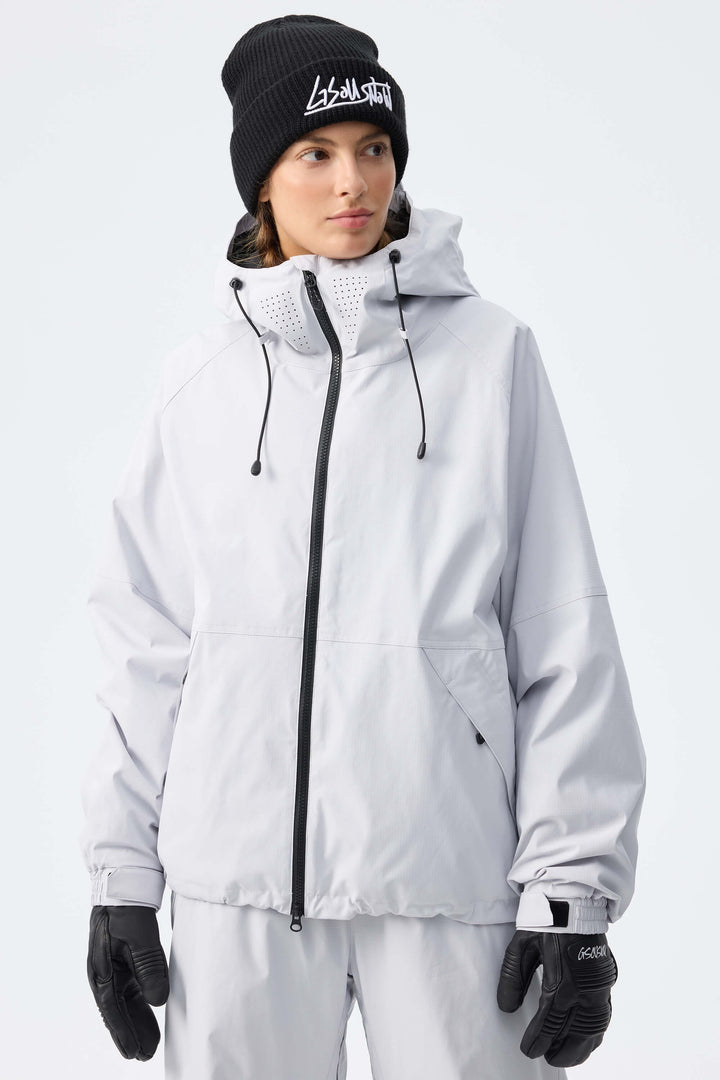 Women's Light Grey Recycled Minimalist Insulated Snow Jacket