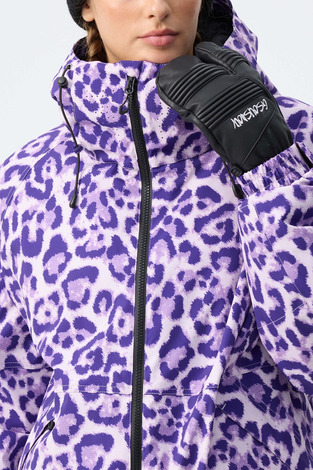 Women's Violet Leopard Recycled Minimalist Insulated Snow Jacket