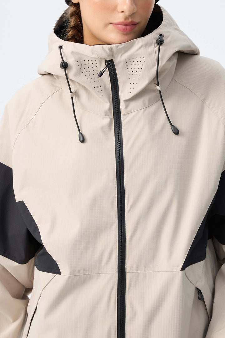 Women's Oat Milk Retro Alpine Colorblock Insulated Snow Jacket