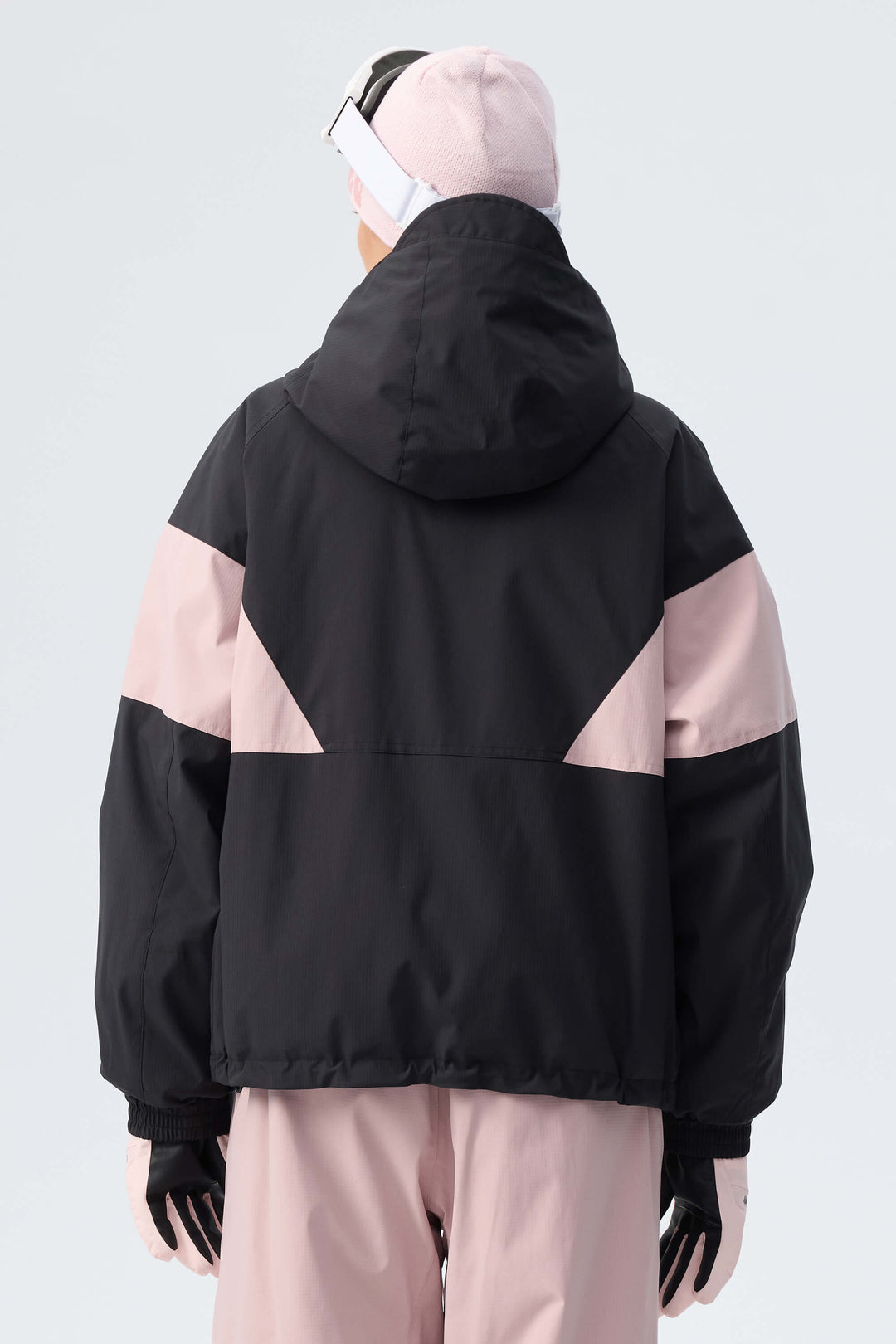 Women's Pink & Black Retro Alpine Colorblock Insulated Snow Jacket