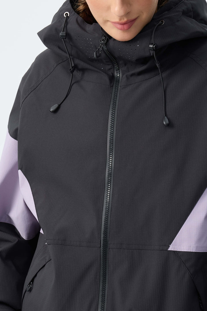 Women's Purple & Black Retro Alpine Colorblock Insulated Snow Jacket
