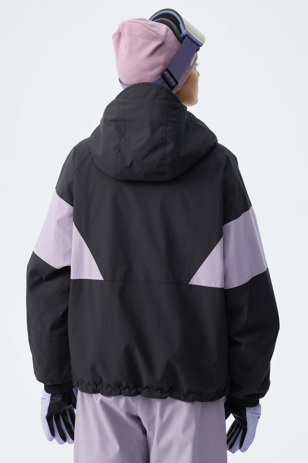 Women's Purple & Black Retro Alpine Colorblock Insulated Snow Jacket
