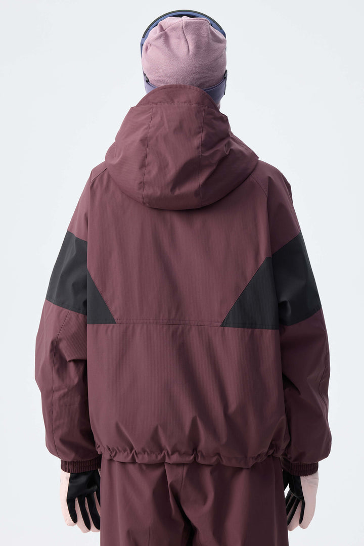 Women's Plum Noir Retro Alpine Colorblock Insulated Snow Jacket