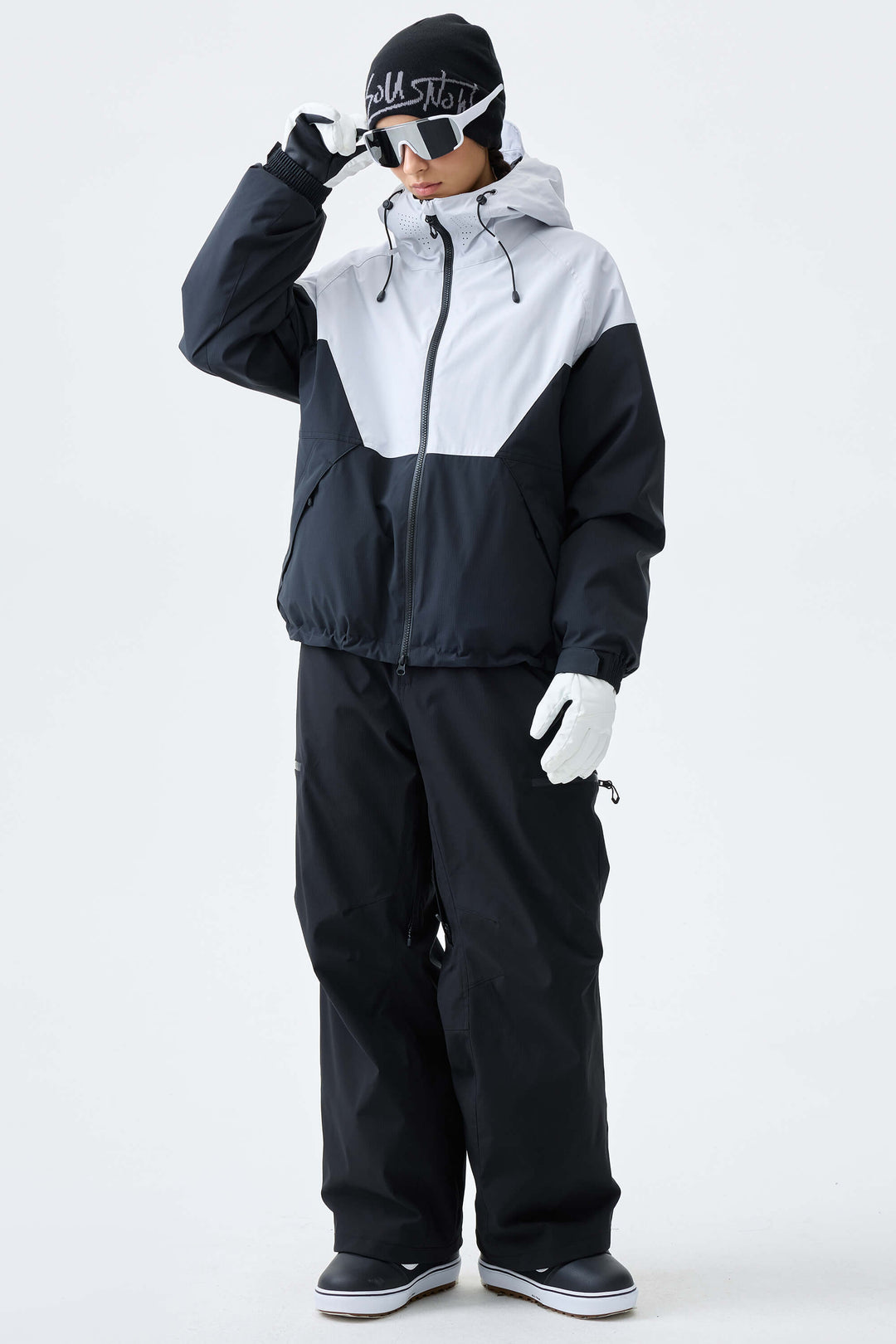 Women's Black & Leopard V-Panel Colorblock Insulated Snow Jacket
