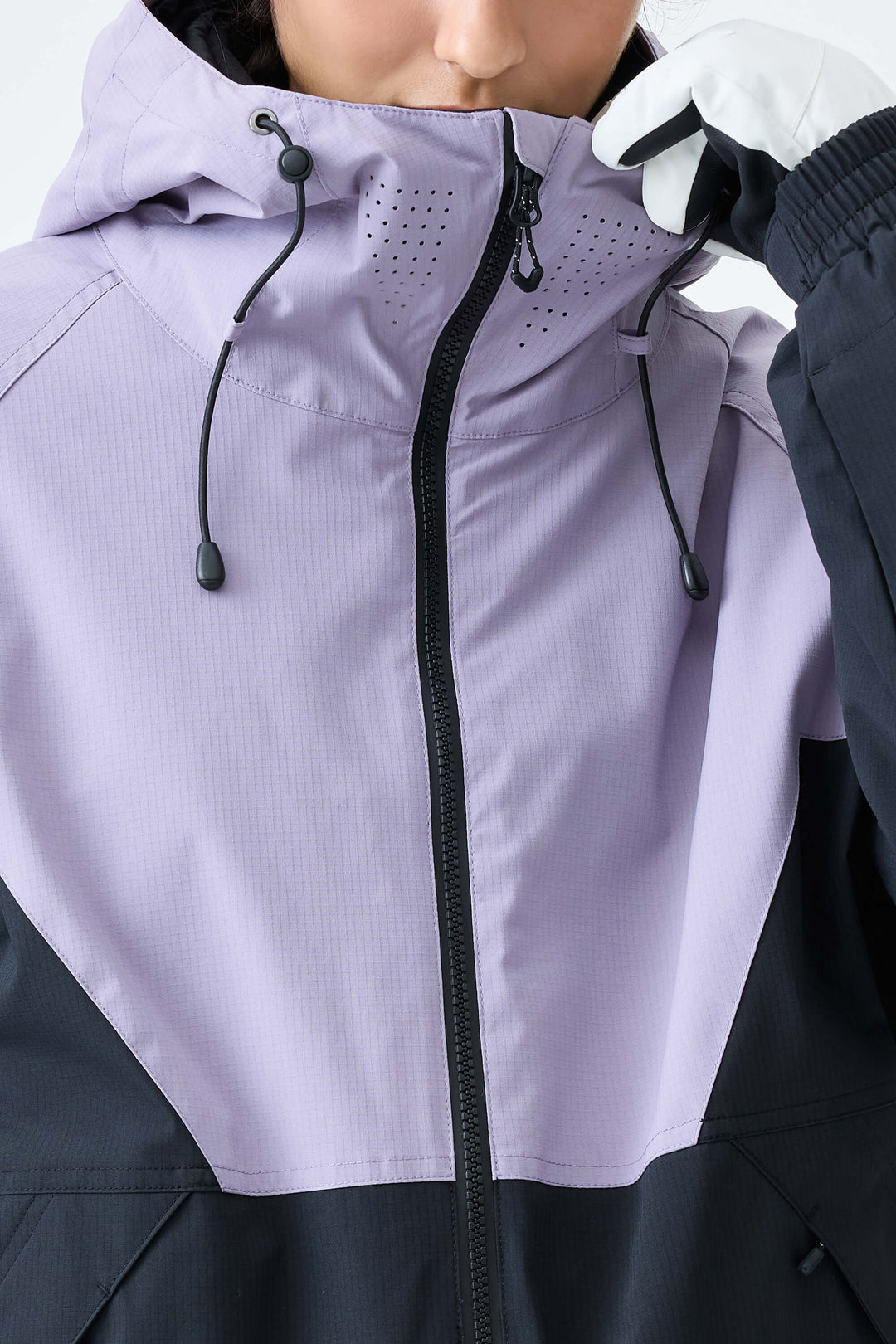 Women's Lavender & Black V-Panel Colorblock Insulated Snow Jacket