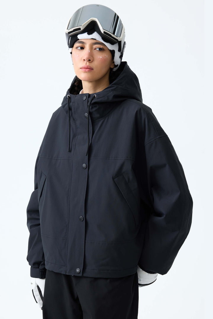 Women's Oat Milk & Black Contrast-Yoke Insulated Snowboard Jackets