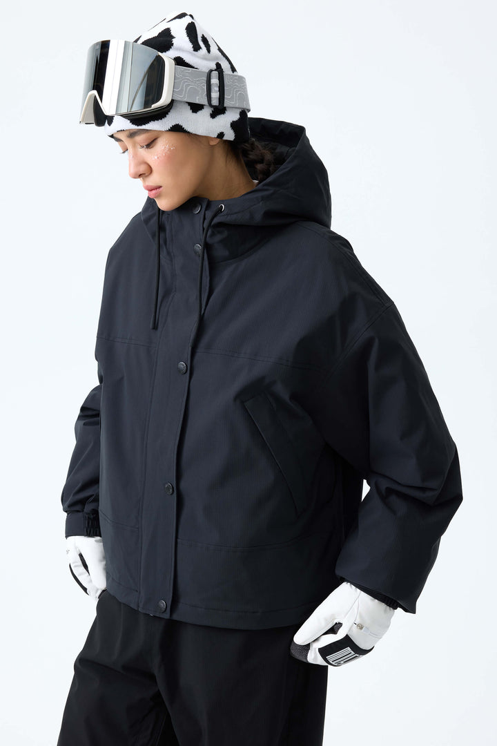 Women's Oat Milk & Black Contrast-Yoke Insulated Snowboard Jackets