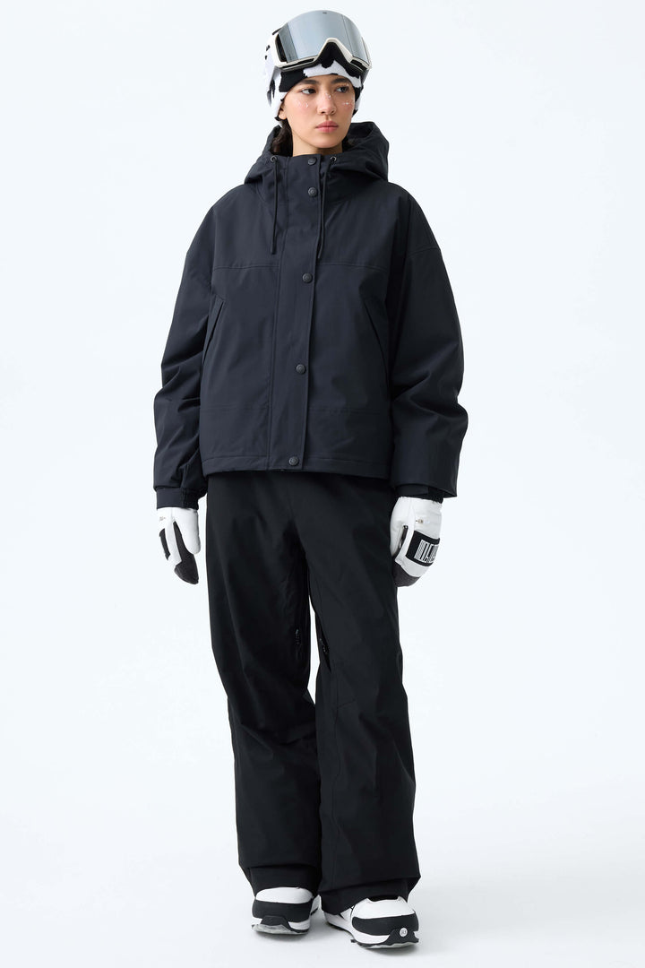 Women's Oat Milk & Black Contrast-Yoke Insulated Snowboard Jackets